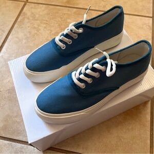 Blue Canvas Sneakers with White Soles